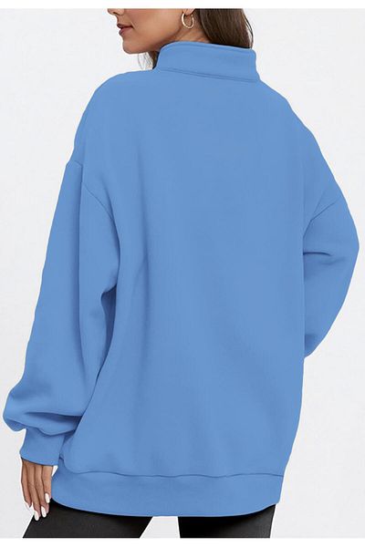 GHASSY CO. Ghassy Co. Women's Vintage Half Zip Oversize Cotton Sweatshirt with Raised Inside