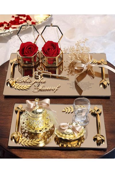 CyzHome Harmony Promise Tray and Groom Coffee Cup Tray