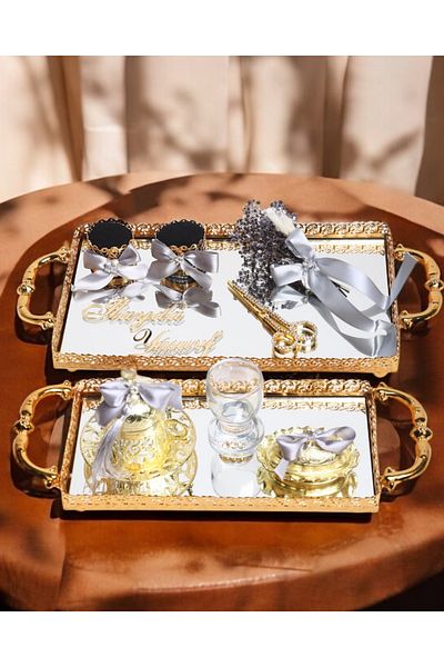 CyzHome Affection Lace Gold Promise Engagement Tray
