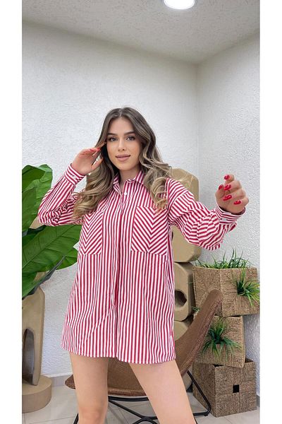MODA Red Striped Shirt with Pocket Detail