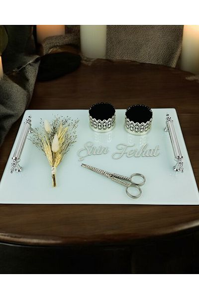CyzHome Harmonized White Promise Tray and Groom Coffee Cup