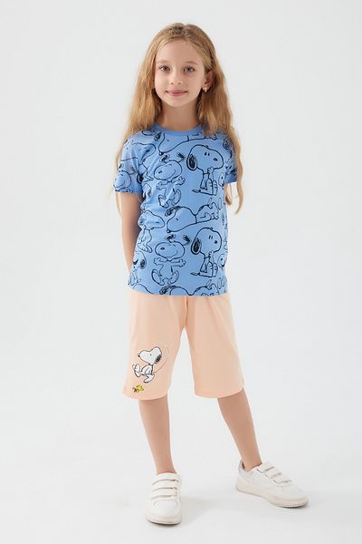 SNOOPY L1575-3 Set de jos și de sus Indigo deschis pentru fete