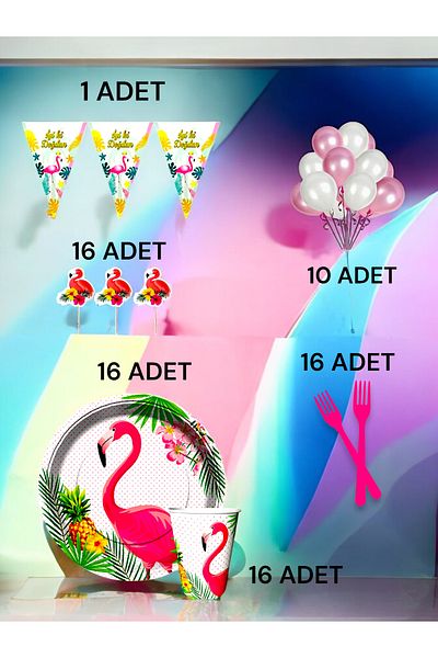 VibeHome Flamingo Themed m Pack for 16 - Birthday Party and Fun Events