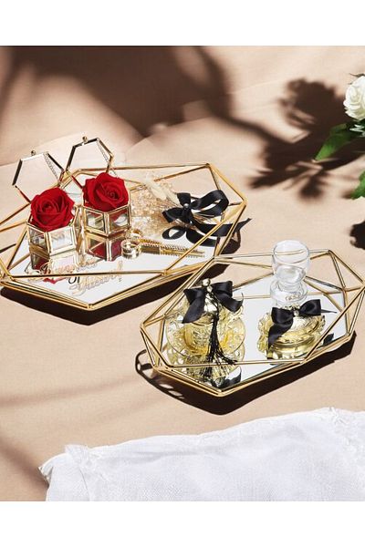 CyzHome Elation Gold Prism - Promise Engagement and Groom Coffee Cup Tray (Black)
