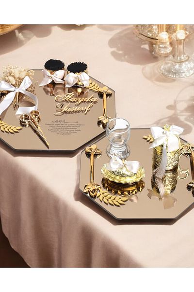 CyzHome Affinity Octagonal Gold Promise Engagement Tray
