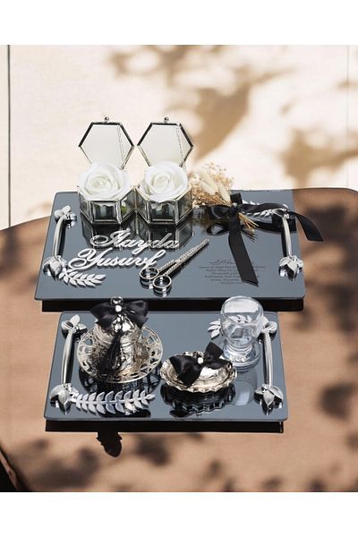 CyzHome Harmony Silver Promise and Engagement Tray Groom Cup Coffee Tray