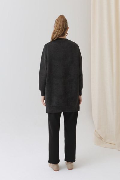 Puane Women's Crew Neck Modal Fabric Soft Black Tunic 10609