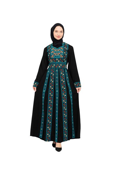 Zaytoon ®   Rochie de fermier palestinian cu broderie florală pe o singură față C 100044