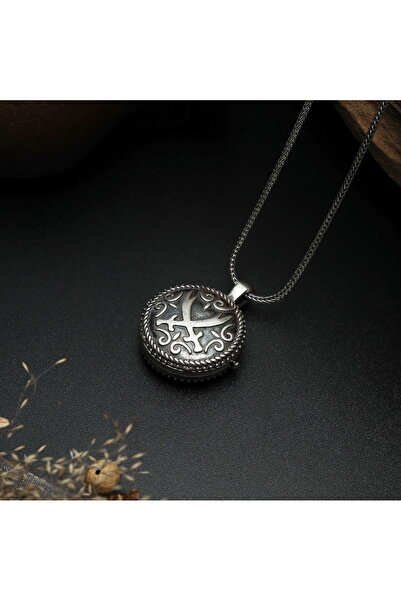 Sima Silver Gümüş Zülfikar Cevşen Trend Özel Işlemeli Yuvarlak Model Muska Ko...