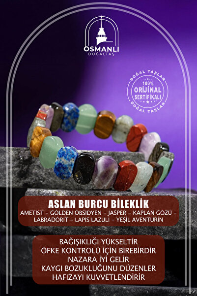 OSMANLI DOĞAL TAŞ Aslan Burcu Doğal Taş Geniş Kesim Bileklik