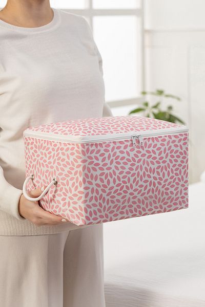 REKHOME Small Size Powder Leaf Printed Base Base, Suitcase Organizer Storage Bag / 30x22x18