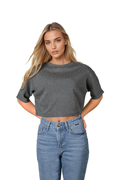 Terapi Men Tricou crop pentru femei, din bumbac pieptănat, cu mânecă liliac, ...