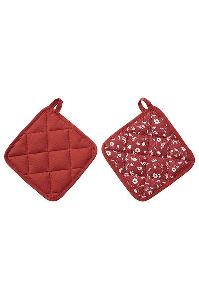 IKEA 2 Pieces Red 2-Piece Oven Pot Holder - Heat Resistant, 19x19 Cm with Hangable Felt
