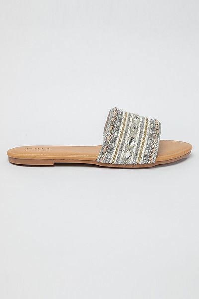 RİNA Paradise Island  Flat Sandal_36_Silver