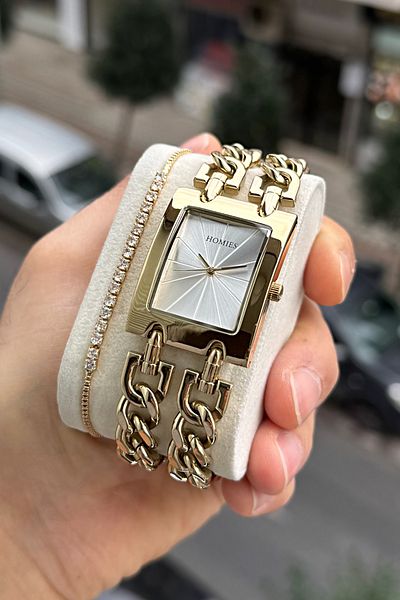 Homies Double Chain Women's Wrist Watch-Bracelet Gift.