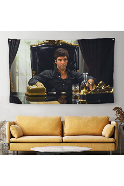 PAMUK'S DESİGN Scarface Alpacino İtalyan Mafya Kanvas Duvar Örtüsü-Halısı-5137