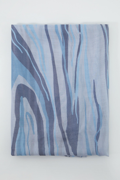 GİZİA Çizgi Desenli Mavi Şal