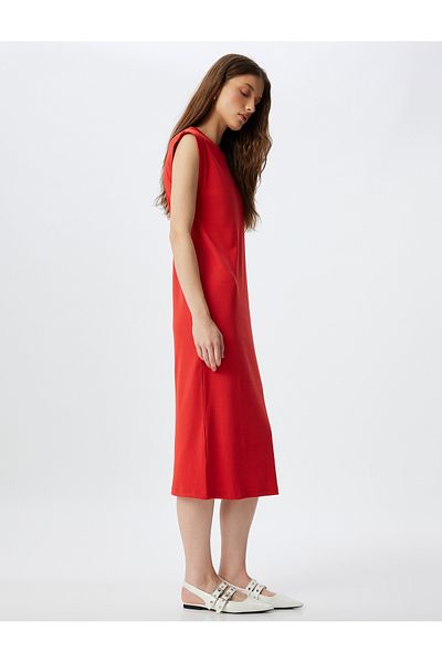 Koton Midi Bodycon Dress Short Sleeve Crew Neck Ribbed