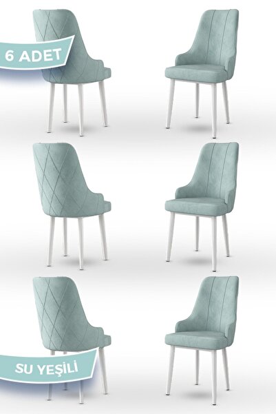 Canisa Trex Serisi 1.sınıf Babyface Kumaş Beyaz Metal Ayak 6 Adet Su Yeşili S...