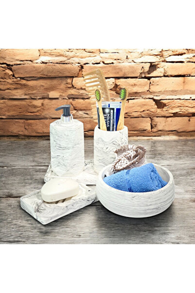 Chiko Mall Set de accesorii pentru baie din beton texturat din marmură contem...