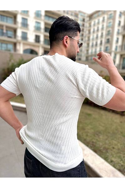 elkumoda Tricou tricotat Slim Fit - Respirabil, imprimat și rezistent la transpirație