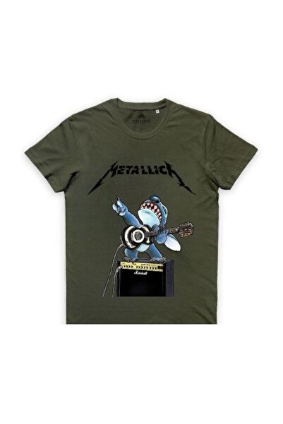 DEEFWEAR Tricou unisex kaki cu imprimeu METALLICA & STICH