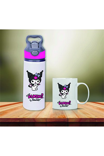 DKDZ SHOP زجاجة مياه معدنية مطبوعة من Hello Kityy مع شفاطة وكوب-001