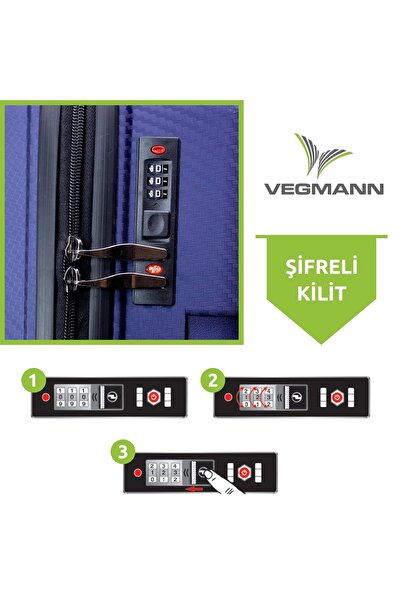 Vegmann Polipropilen (PP) Atlas Lacivert Büyük Boy Valiz