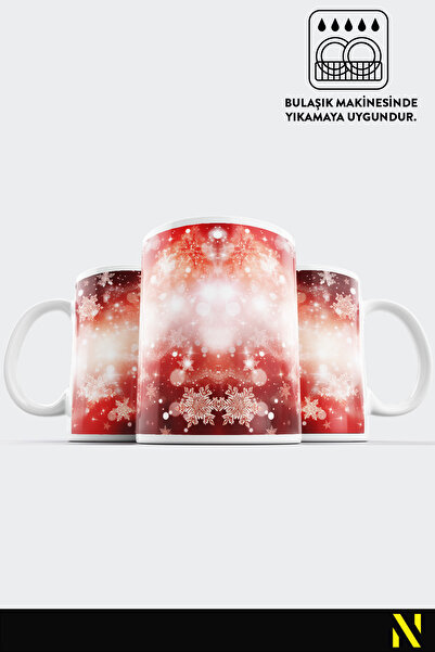 nilizma Christmas New Year Themed Snow Patterned Mug Cup Mug 330 ml