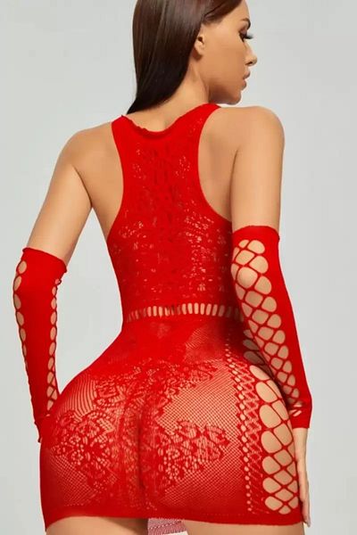 nightblack COSTUME DE NOAPTE ELEGANT CU LICRA ELEGANT CU Mănuși CU CULOARE ROȘU
