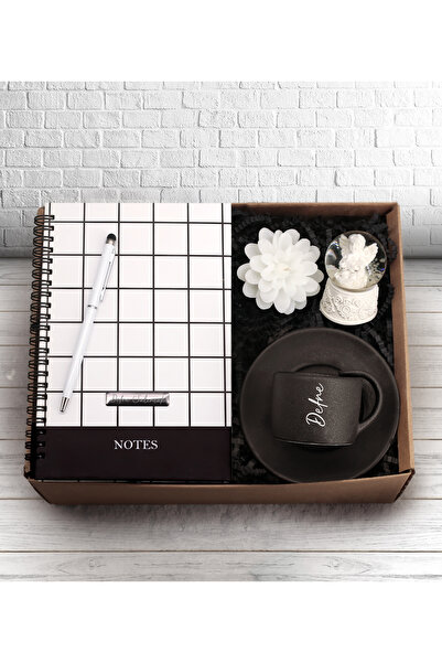 gagga Kişiye Özel Spiralli Desenli Defter & Toucpen Kalem & El Yapımı Fincan ...