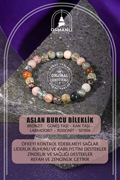 OSMANLI DOĞAL TAŞ Aslan Burcu Doğal Taş 8mm Bileklik