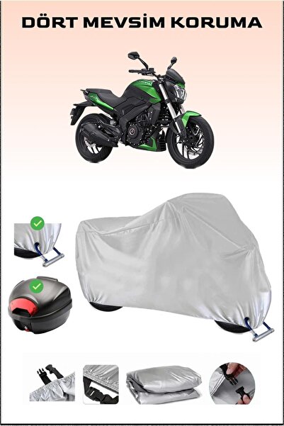 Breen Bajaj Dominar 400 Ug - Gray Motorcycle Tarpaulin, Back Bag and Lock Com...