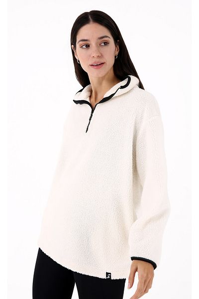 Scorp Ecru Color Cheer Casual Women's Plush Sweatshirt