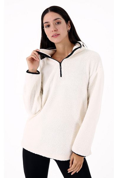 Scorp Ecru Color Cheer Casual Women's Plush Sweatshirt