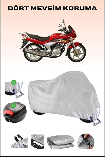 Breen Honda CBF 150 için Arka Çanta ve Kilit Uyumlu Gri Motosiklet Branda, Gü...
