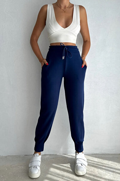 Swana Țesătură Indigo Modal - Pantaloni comozi, picior plisat