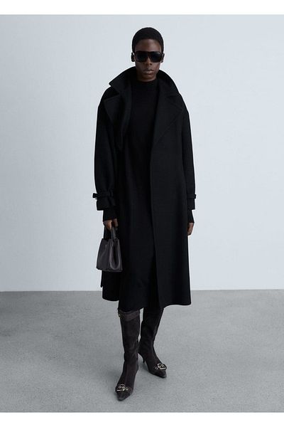 MANGO Woman Perkins Knitwear Dress with collar