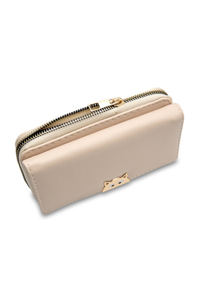 Velvoria Women's Beige Wallet with Flap and Coin Section