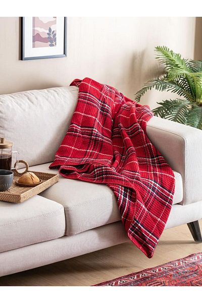 Homprime بطانية سكوتش مزدوجة 180x220 أحمر