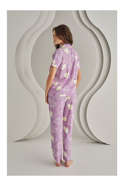 NBB 67965 Set de pijamale cu nasturi în față cu modele florale