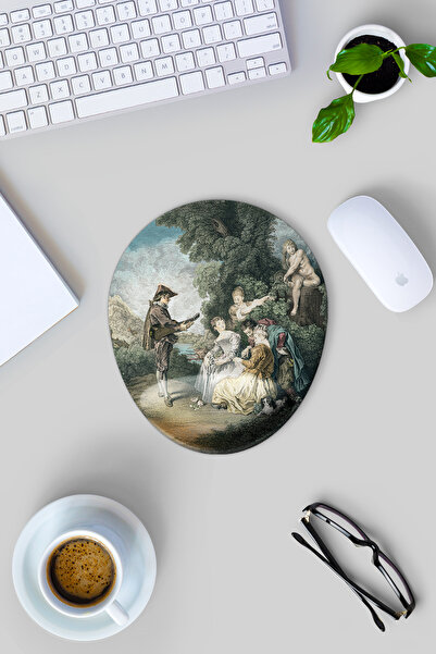 Gizeo Concept Antoine Watteau La Leçon D'amour Mouse Pad cu suport pentru încheietura mâinii