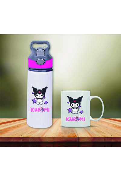 DKDZ SHOP زجاجة مياه معدنية مطبوعة من كورومي مع شفاطة وكوب-010