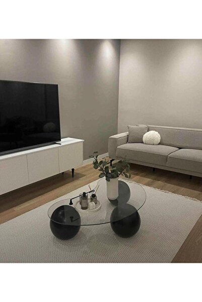 Kreazen Top Ayaklı Camlı Orta Sehpa