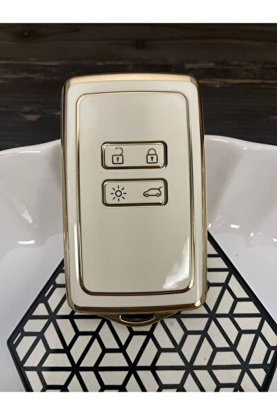 GMA KEYS Lux pentru Renault Clio E-Tech Austral Megane E-Tech Carcasa Nano cheie cu 4 butoane Culoare aur alb