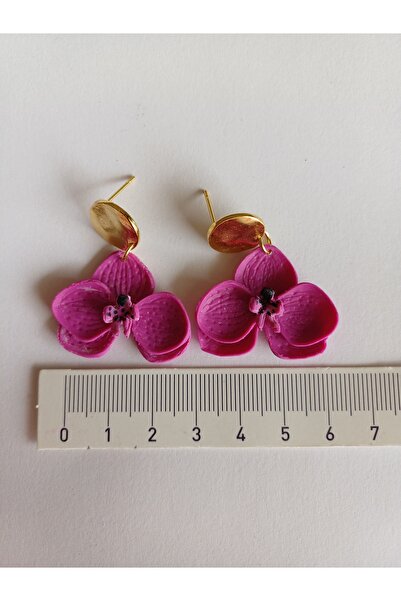 CREATİVESHOP Orkide Çiçeği polimer Kil Küpeler, Sallantılı Özel Tasarım Küpe, El yapımı Kil Küpe