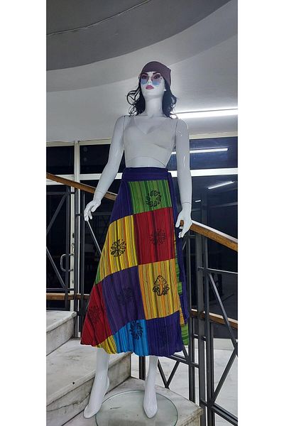 EREN STYLE Fusta înfășurată cu model pentru femei etnice indiene (95 CM)