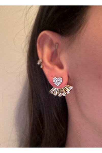 MioArt Kadın Kalp Detaylı Yelpaze Küpe