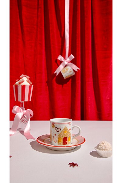 Vivas طقم فناجين قهوة تركية لشخصين --- وردي بنكهة الزنجبيل 2 فناجين و2 صحون