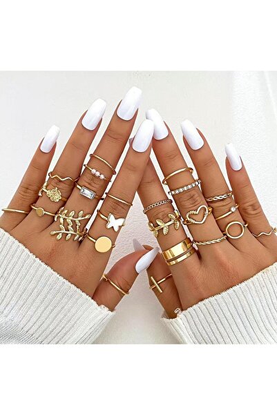 Le Manolia Accessories çoklu yüzük seti ayarlanabilir eklem yüzükleri kombin ...